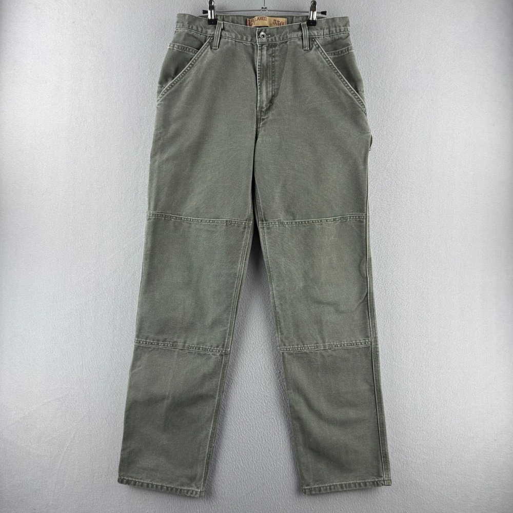 Vintage Levis Jeans Mens 32x34 Green Carpenter Double Knee Canvas Y2K 2007